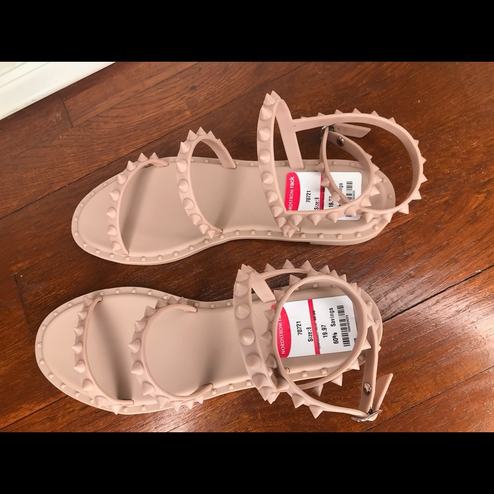 Nude studded sandals